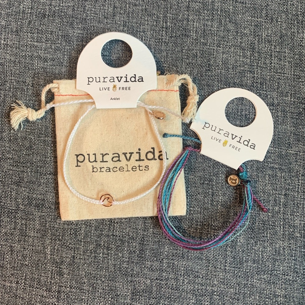 Set of 2 Pura Vida Anklet and Bracelet